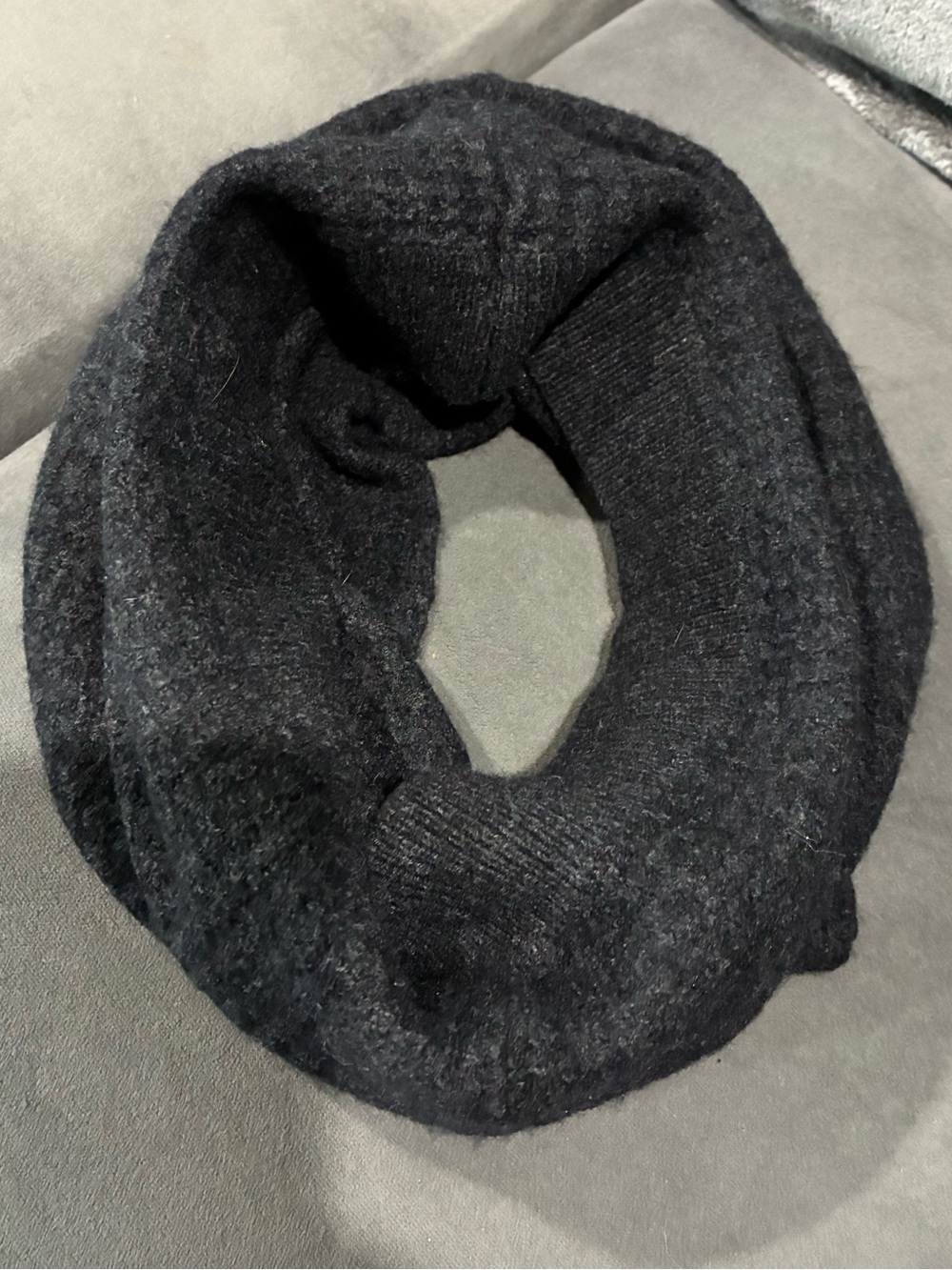 t babaton Dark Grey Knit Scarf - Soft Cashmere & Merino Wool